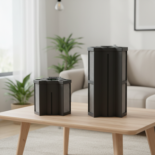 Active HEPA PCO cells for air purifier on a living room table.