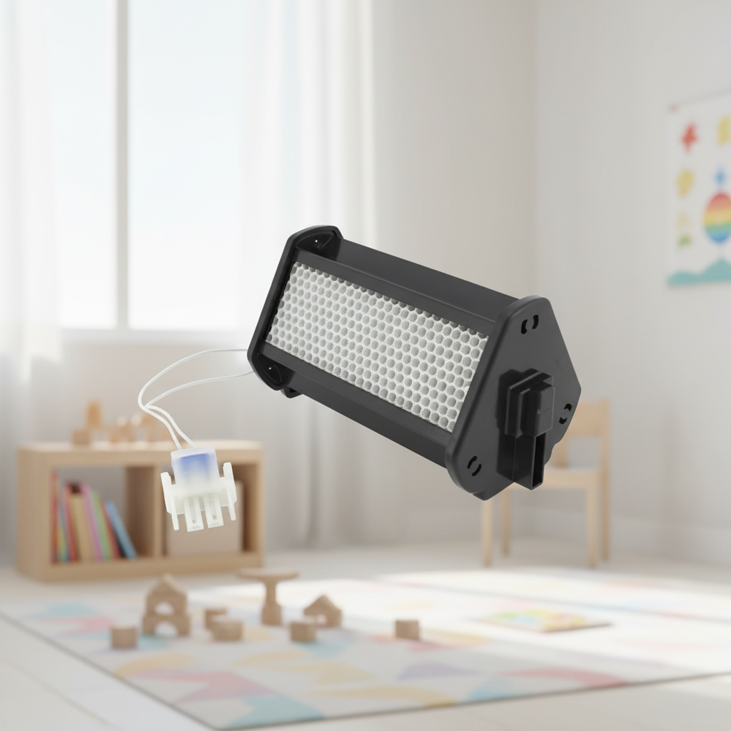 pureAir 1500 PCO cell replacement floating in blurred playroom