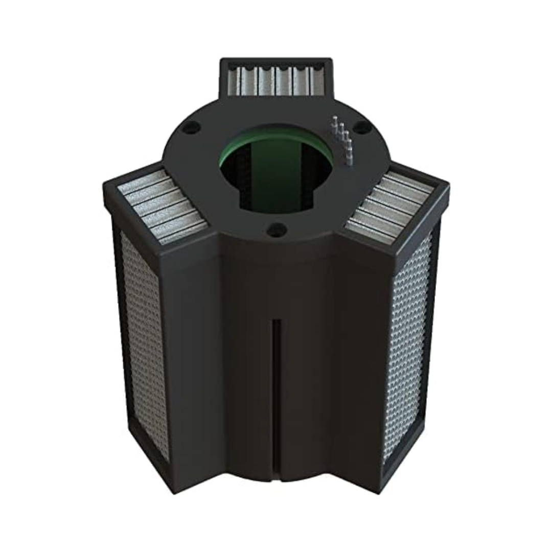 A black cylindrical PCO cartridge for the Active HEPA+ Room. mesh screens on the sides and top, shown on a plain white background.