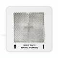 A square ceramic air purification plate with printed instructions reading 'INSERT PLATE BEFORE OPERATING' and black arrows pointing upward at the bottom, shown on a white background.